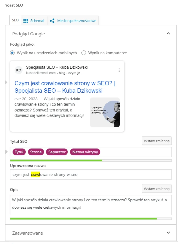 One of the core features of Yoast SEO is creating template titles, input for meta descriptions and basic structured data creation
