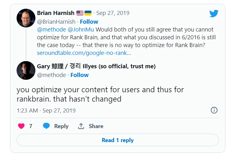 Gary Illyes on optimising a site for RankBrain
