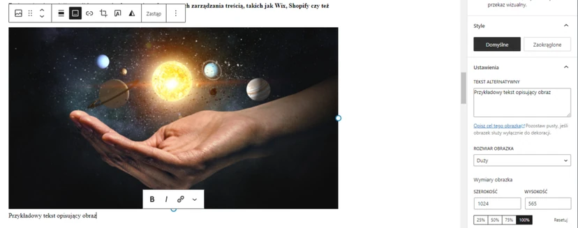 Example of adding the ALT attribute using WordPress and the Gutenberg editor