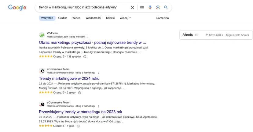 Using Google operators to prepare specific resources for potential external linking