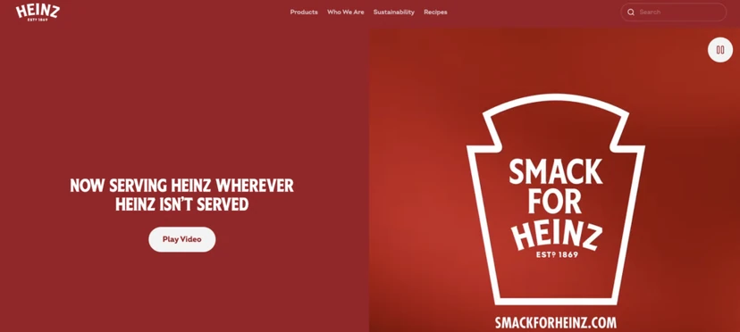 The Heinz website, for the well-known ketchup and other food products manufacturer, also uses red, which is the dominant colour in its logo and packaging