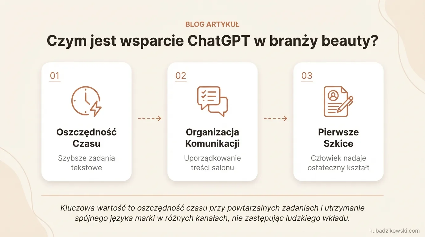 ChatGPT w beauty: szybsze treści, organizacja komunikacji salonów i marek. Narzędzie do zadań tekstowych i organizacyjnych.