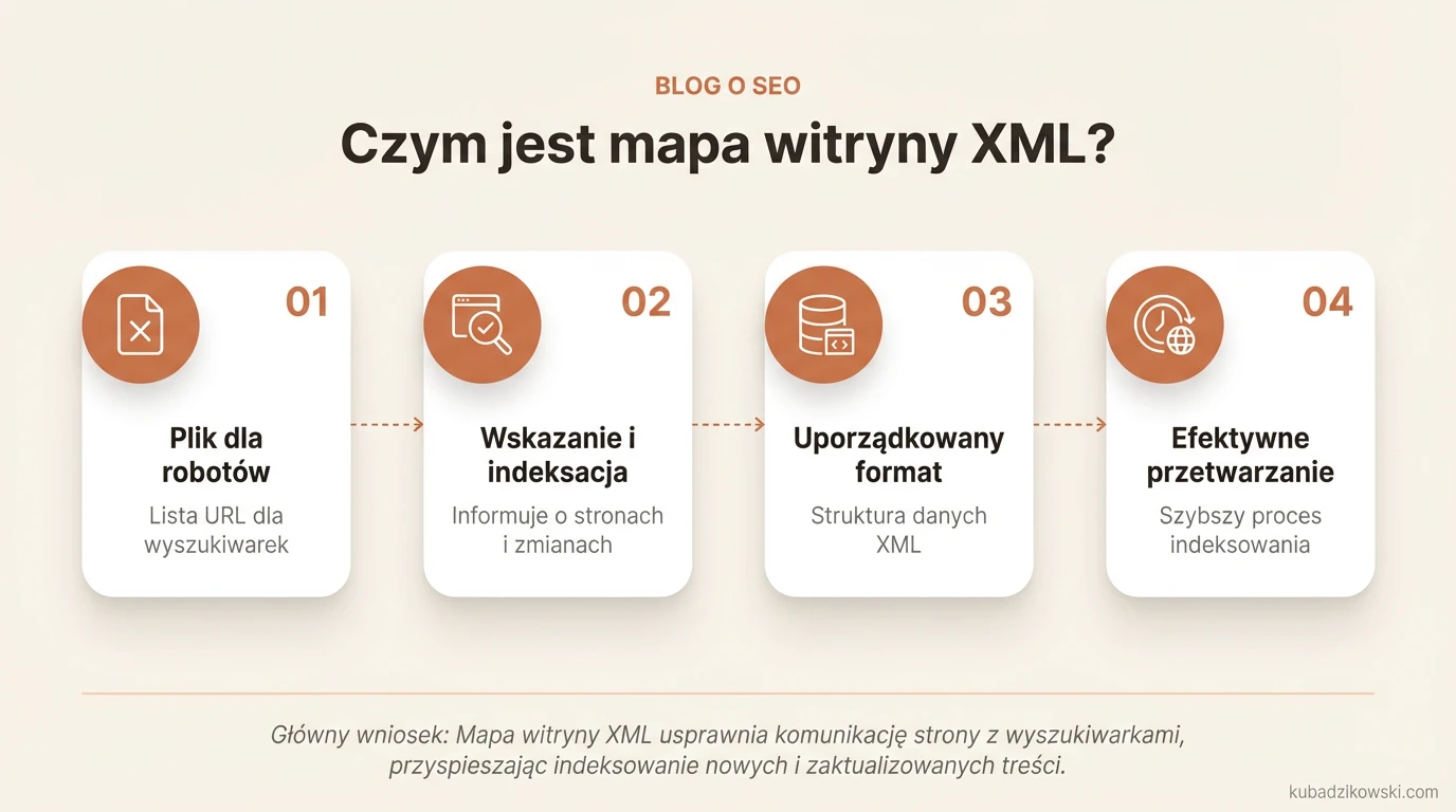 Wizualizacja mapy witryny XML: pliku z adresami URL dla robotów wyszukiwarek.