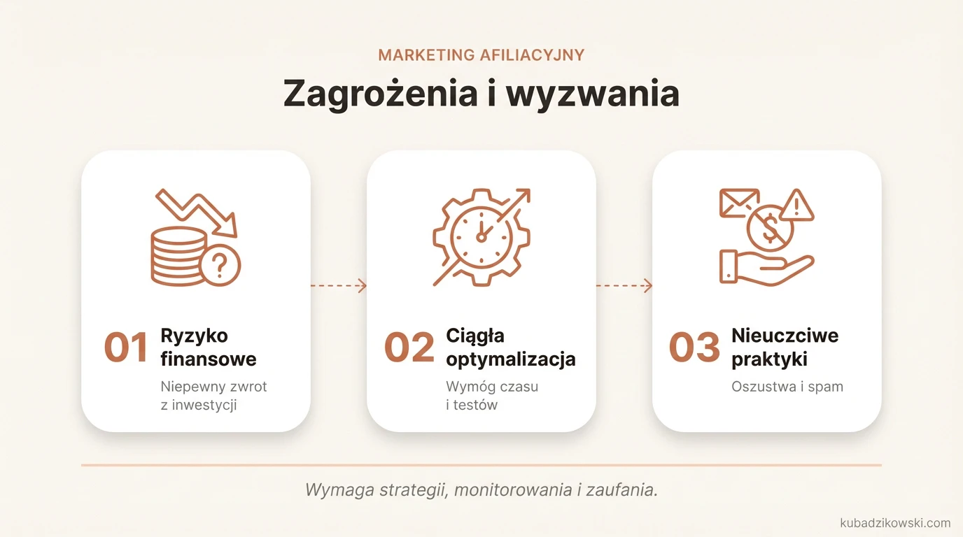 Wykres ryzyka finansowego w marketingu afiliacyjnym: koszty, zwrot inwestycji, planowanie.