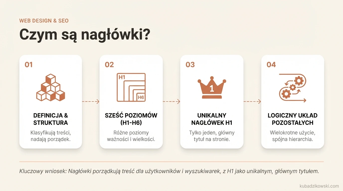 Wyjaśnienie nagłówków HTML (H1-H6): ich typy, zastosowanie do strukturyzacji treści i najlepsze praktyki.