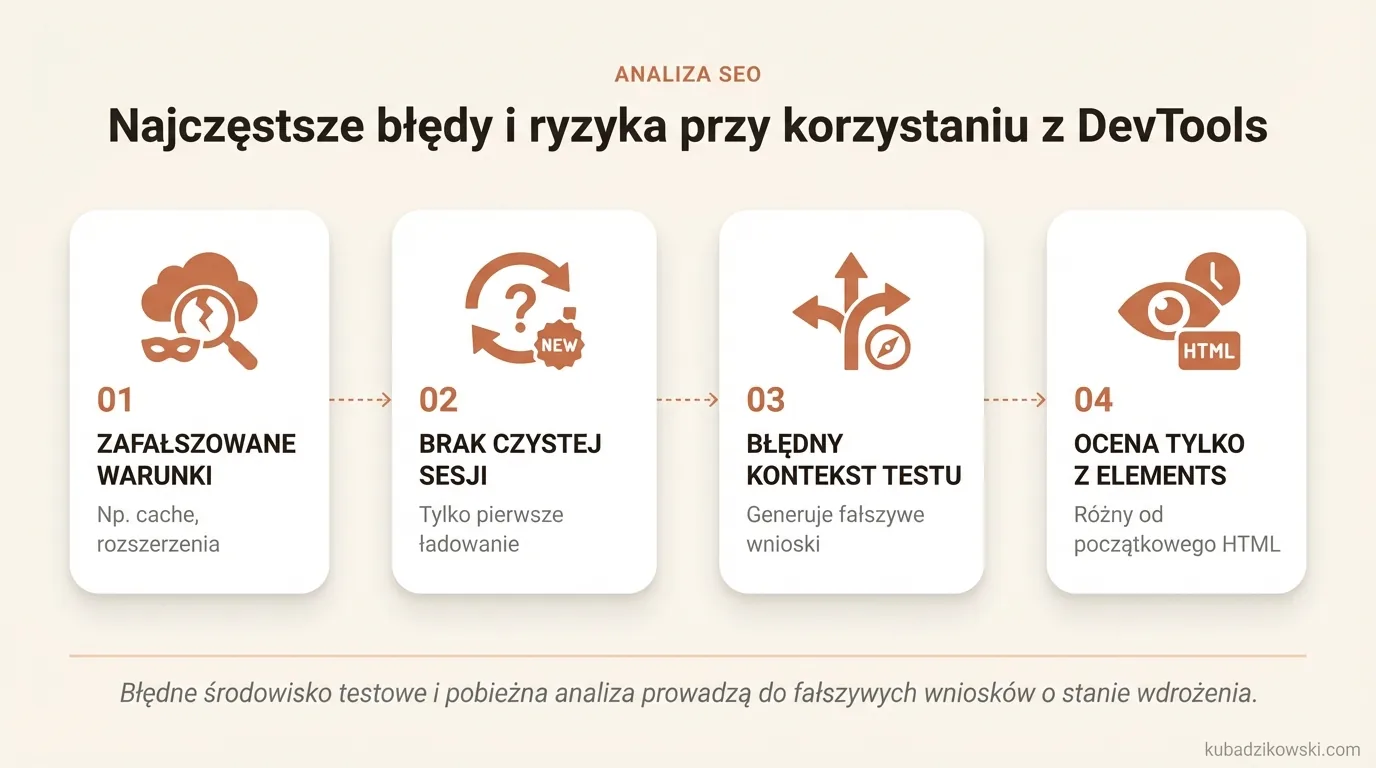 Infografika: Najczęstsze błędy i ryzyka przy korzystaniu z DevTools