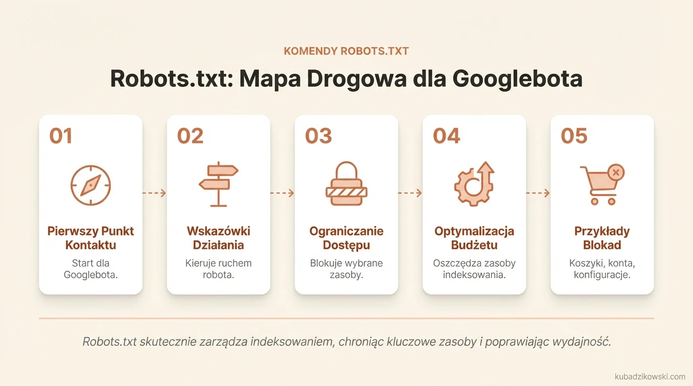 Robots.txt: mapa dla Googlebota, ogranicza dostęp do zasobów strony i wspomaga optymalizację.