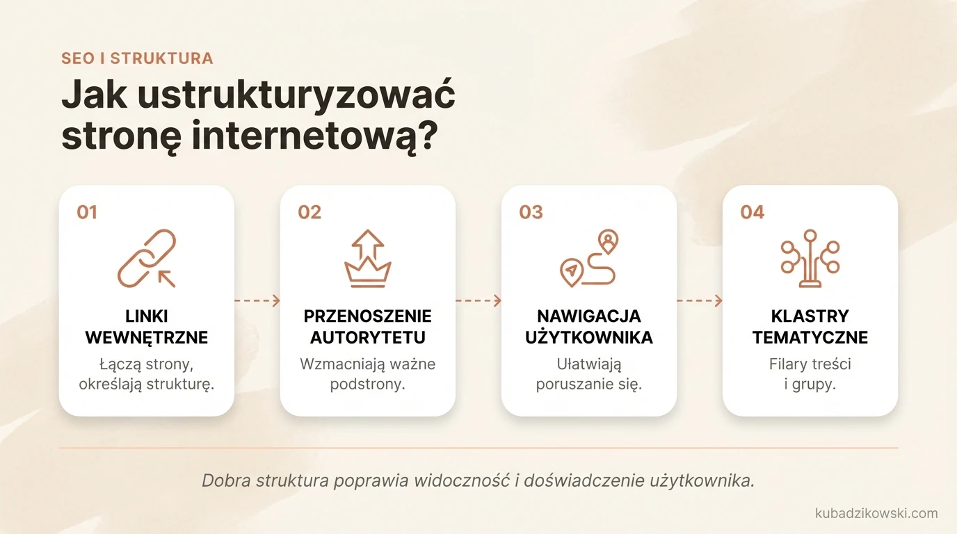 6 wskazówek, jak optymalnie ustrukturyzować stronę www, z naciskiem na linki wewnętrzne dla SEO.