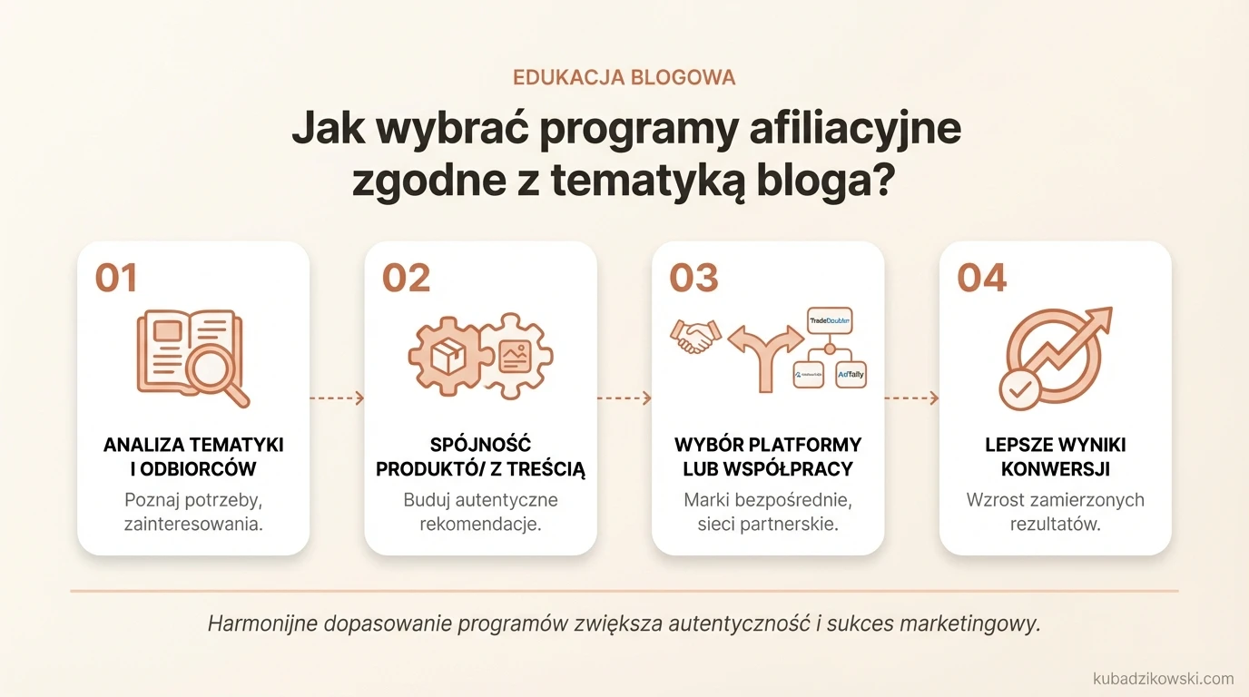 Wybór programów afiliacyjnych dla bloga: spójność tematyczna kluczem do sukcesu.