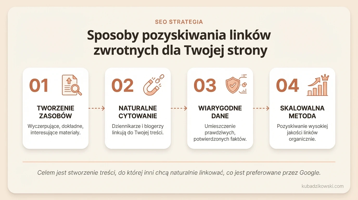 Skalowalne strategie pozyskiwania wysokiej jakości linków zwrotnych, w tym tworzenie wartościowych zasobów.