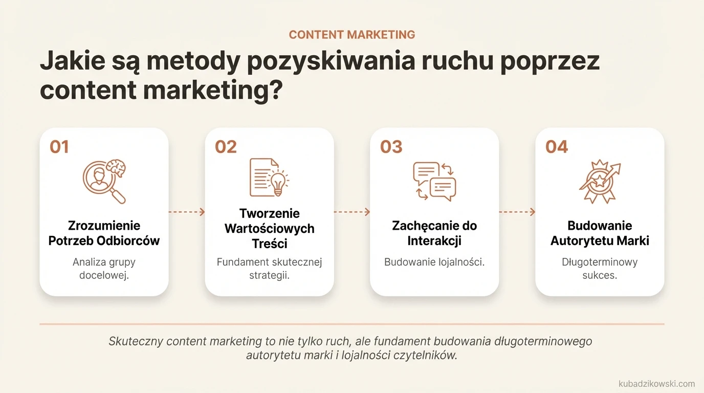 Infografika: 7 metod content marketingu na bloga, m.in. SEO, media społecznościowe, e-mail marketing, wideo, webinary.