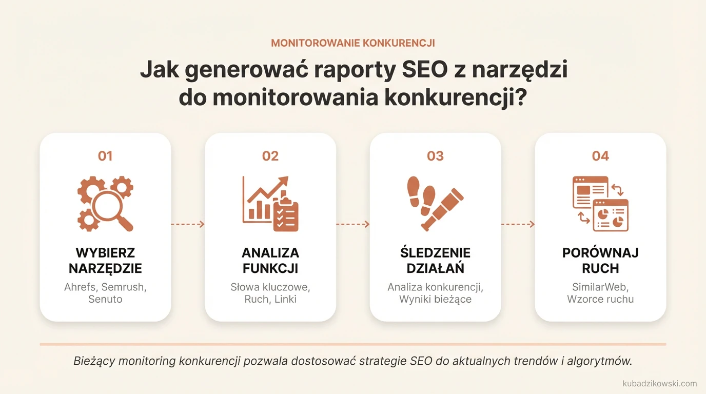 Infografika: Jak generować raporty SEO z narzędzi do monitorowania konkurencji dla skutecznej strategii marketingowej.
