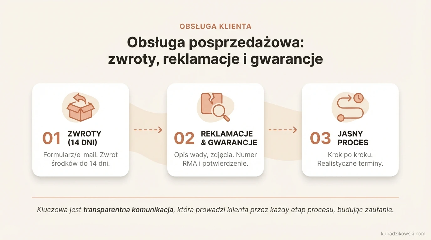 Infografika: Obsługa posprzedażowa: zwroty, reklamacje i gwarancje